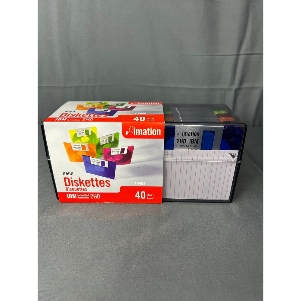 Imation NIP Diskettes IBM Formatted 2HD 40 Pack Sealed Neon